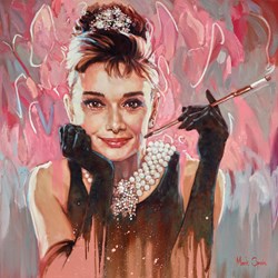 Audrey Hepburn With Cigarette by Mark Spain - Original Painting on Stretched Canvas sized 32x32 inches. Available from Whitewall Galleries